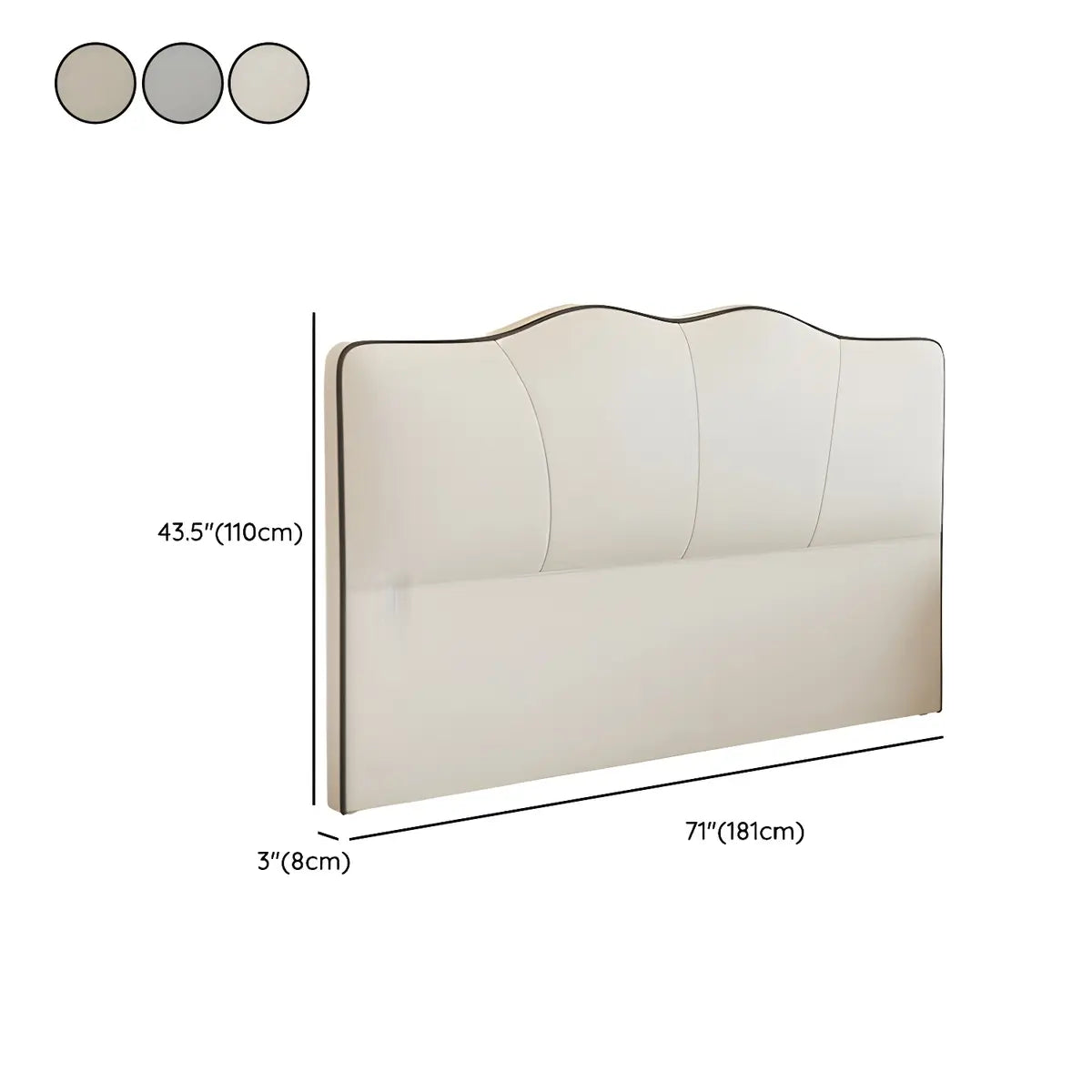 Cream Upholstered Camelback Headboard with Legs Image - 15