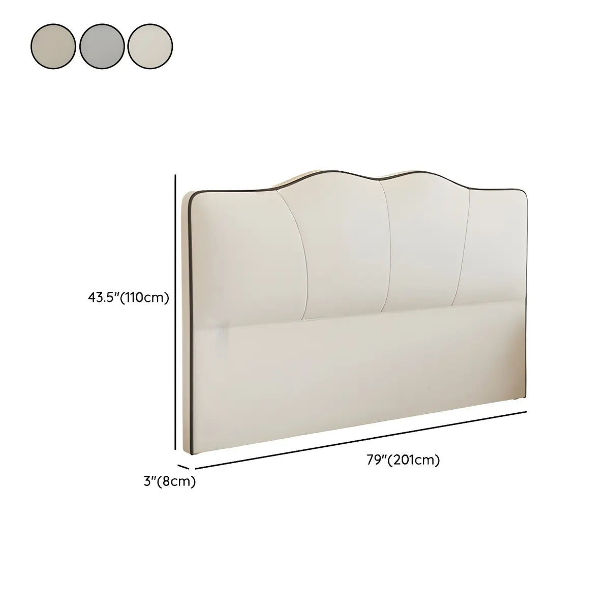 Cream Upholstered Camelback Headboard with Legs Image - 16