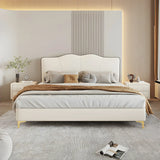 Cream Upholstered Camelback Headboard with Legs Image - 7