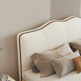 Cream Upholstered Camelback Headboard with Legs Image - 9