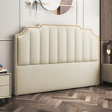 Cream Upholstered Stepped Headboard with Nailhead Trim Image - 14