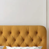 Cream White Rectangular Upholstered Tufted Headboard Image - 8