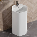 Cream White Specialty Ceramic Bathroom Pedestal Sink Image - 6