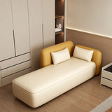 Cream Yellow Large Curved PU Leather Right-Arm Chaise Image - 2