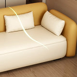 Cream Yellow Large Curved PU Leather Right-Arm Chaise Image - 8