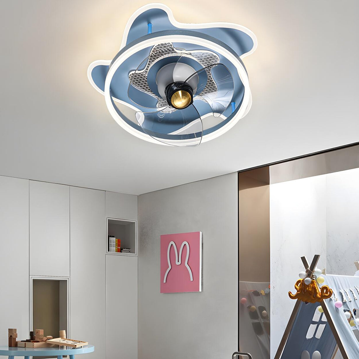 Creative 3-Blade Star Ring Ceiling Fan with LED Light Image - 12