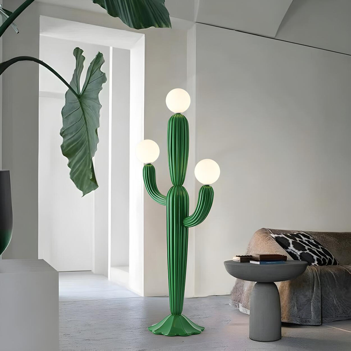 Creative 3 Globe Lights Green Cactus Shaped Floor Lamp Image - 2