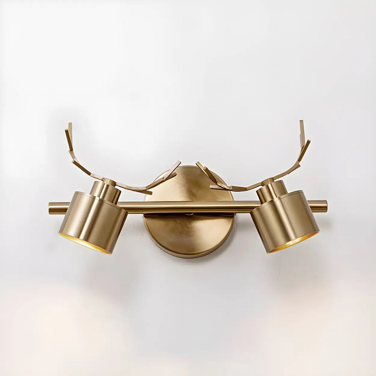 Creative 3-Light Antler and Cylinder Gold Vanity Light Image - 2