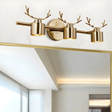 Creative 3-Light Antler and Cylinder Gold Vanity Light Image - 5