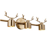 Creative 3-Light Antler and Cylinder Gold Vanity Light Image - 7