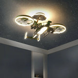 Creative Kids Room Aircraft-shaped Ceiling Fan Light Image - 1