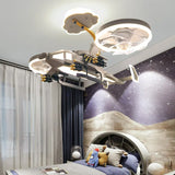 Creative Kids Room Aircraft-shaped Ceiling Fan Light Image - 4