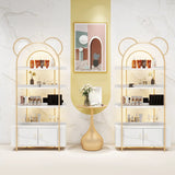 Creative Arched Metal Open Floor Display Cabinet Gold Image - 1