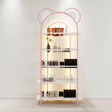 Creative Arched Metal Open Floor Display Cabinet Gold Image - 11