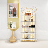 Creative Arched Metal Open Floor Display Cabinet Gold Image - 3