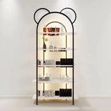 Creative Arched Metal Open Floor Display Cabinet Gold Image - 7