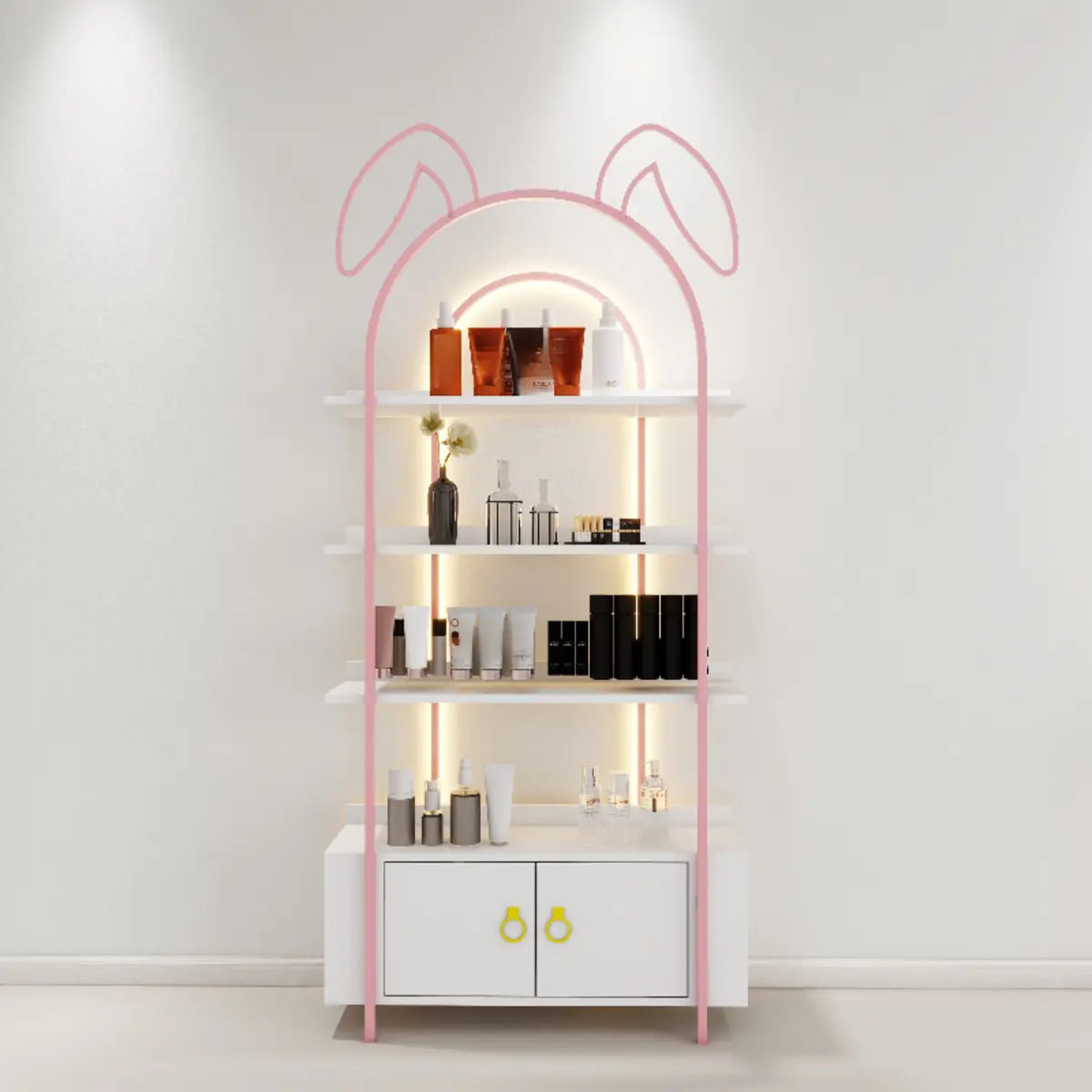 Creative Arched Rabbit Ear Metal Floor Display Cabinet Image - 7