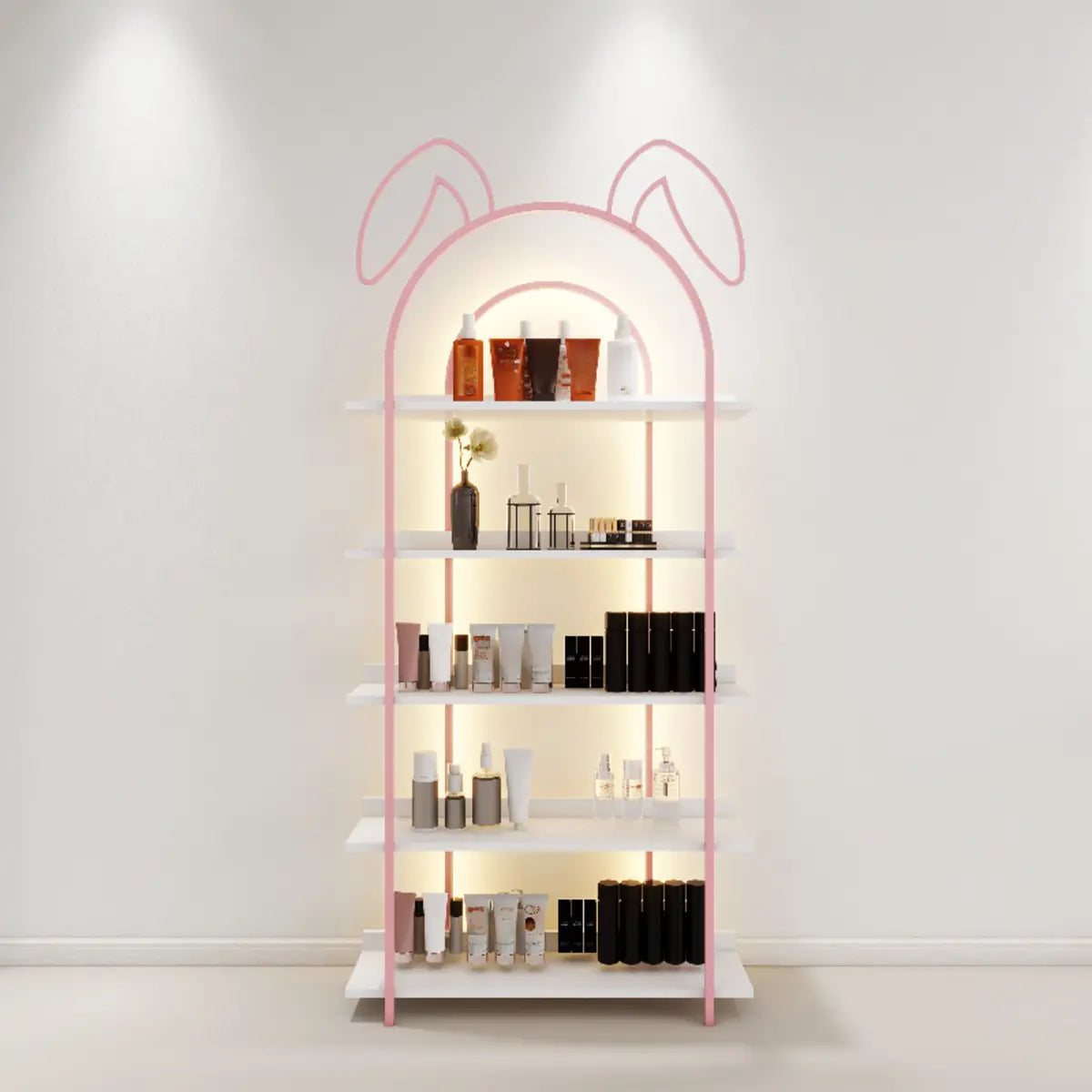 Creative Arched Rabbit Ear Metal Floor Display Cabinet Image - 9