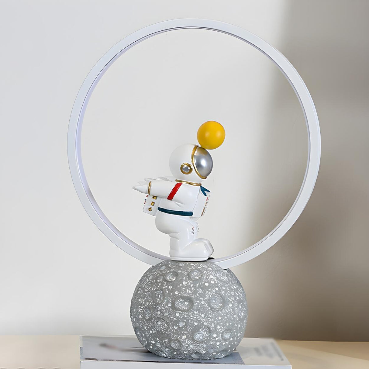 Creative Astronaut Moon Base Circle LED Table Lamp Image - 10