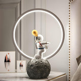 Creative Astronaut Moon Base Circle LED Table Lamp Image - 12