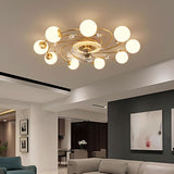 Creative Ball Shade Rotating Ceiling Fan with Light Image - 5