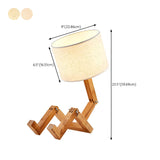 Creative Barrel Fabric Shade Wooden Robot Table Lamp #size