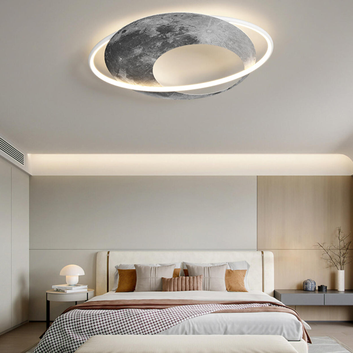 Creative Bedroom Planet Dimmable LED Flush Mount Light Image - 1