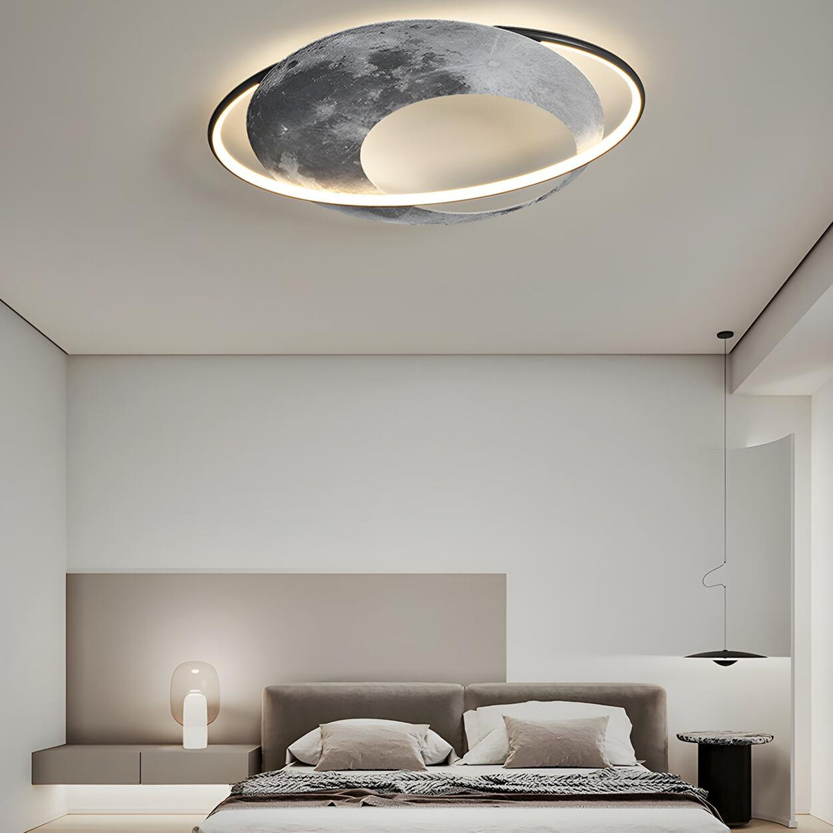 Creative Bedroom Planet Dimmable LED Flush Mount Light Image - 4