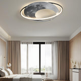 Creative Bedroom Planet Dimmable LED Flush Mount Light Image - 6