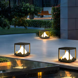 Creative Black Cube Frame Hill Decor Metal Outdoor Lamp Image - 13