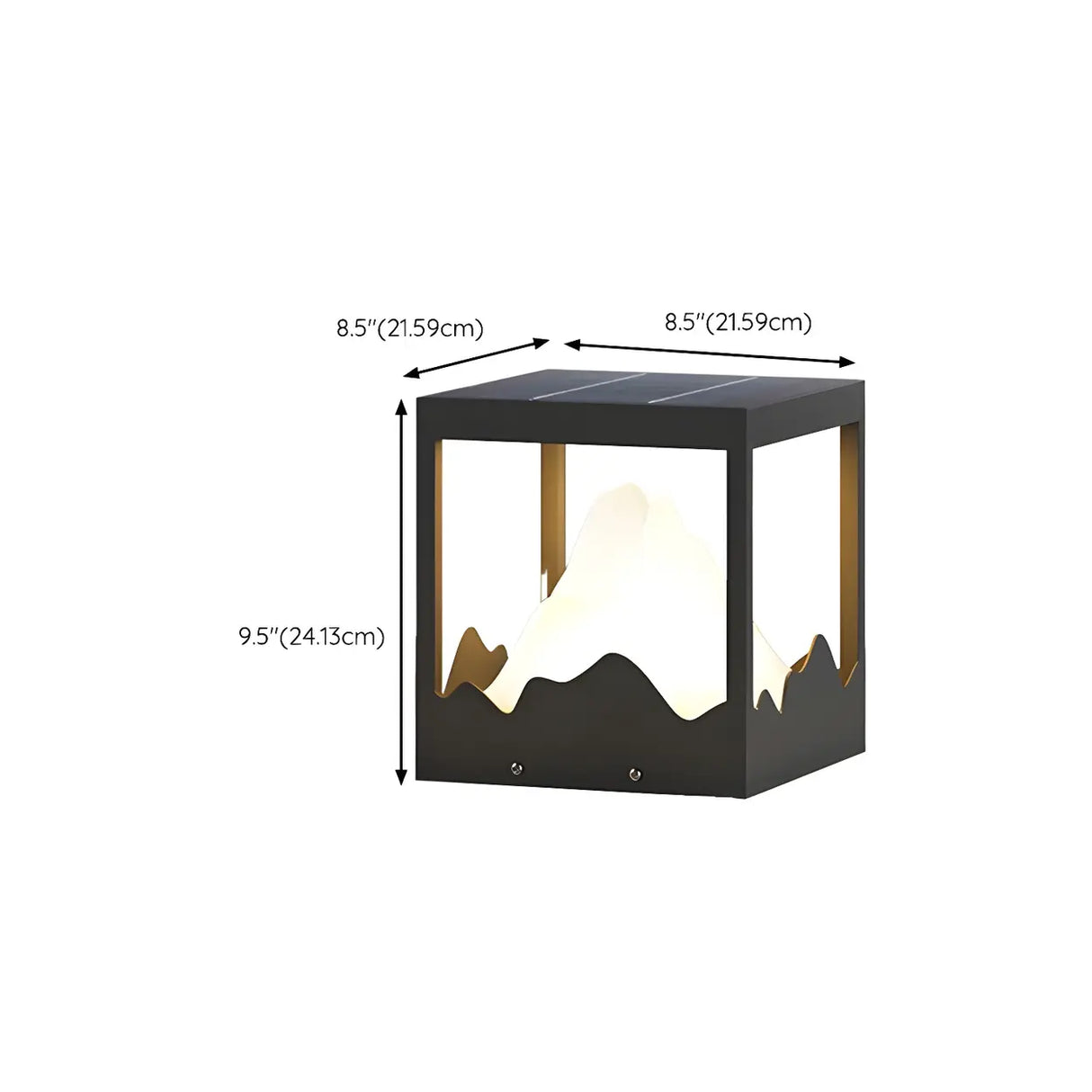 Creative Black Cube Frame Hill Decor Metal Outdoor Lamp 