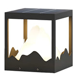 Creative Black Cube Frame Hill Decor Metal Outdoor Lamp Image - 5