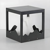 Creative Black Cube Frame Hill Decor Metal Outdoor Lamp Image - 7