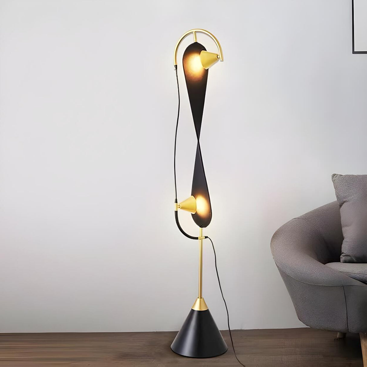 Creative Black Hourglass Metal LED Floor Lamp Image - 3