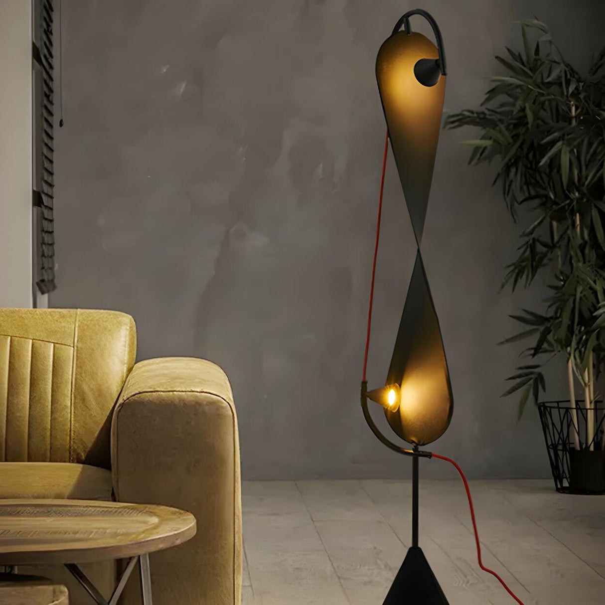 Creative Black Hourglass Metal LED Floor Lamp Image - 6