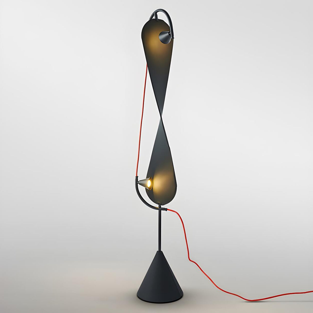 Creative Black Hourglass Metal LED Floor Lamp Image - 8