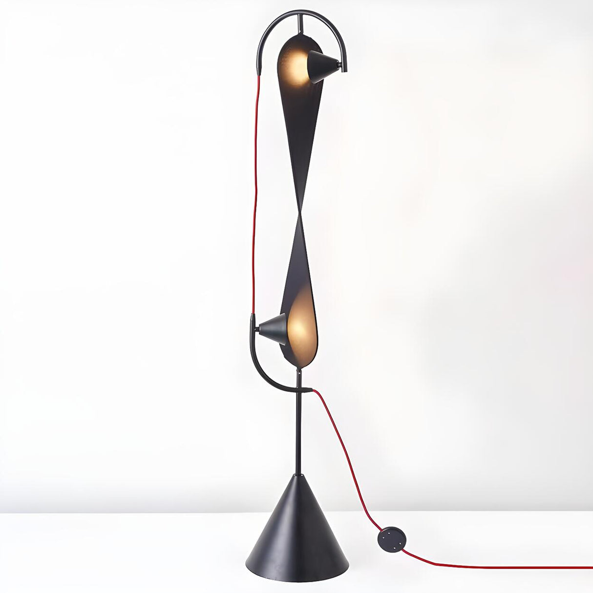 Creative Black Hourglass Metal LED Floor Lamp Image - 9