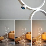 Creative Black Multi-Ring Metal and Silica Gel Floor Lamp Image - 12