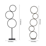 Creative Black Multi-Ring Metal and Silica Gel Floor Lamp #size