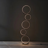 Creative Black Multi-Ring Metal and Silica Gel Floor Lamp Image - 3