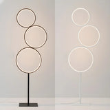 Creative Black Multi-Ring Metal and Silica Gel Floor Lamp Image - 7