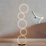 Creative Black Multi-Ring Metal and Silica Gel Floor Lamp Image - 8