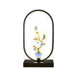 Creative Black Oval Frame Deer Accent LED Table Lamp Image - 13