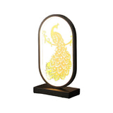 Creative Black Oval Frame Deer Accent LED Table Lamp Image - 16