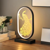 Creative Black Oval Frame Deer Accent LED Table Lamp Image - 9