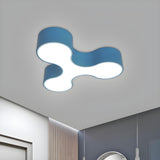 Creative Blue Letter Y-Shaped LED Flush Mount Light Image - 1