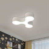 Creative Blue Letter Y-Shaped LED Flush Mount Light Image - 10