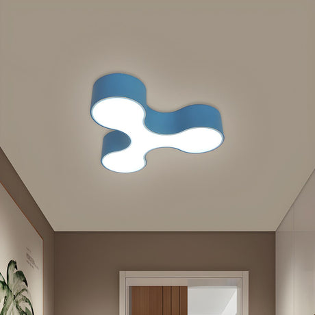 Creative Blue Letter Y-Shaped LED Flush Mount Light Image - 2