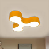 Creative Blue Letter Y-Shaped LED Flush Mount Light Image - 5