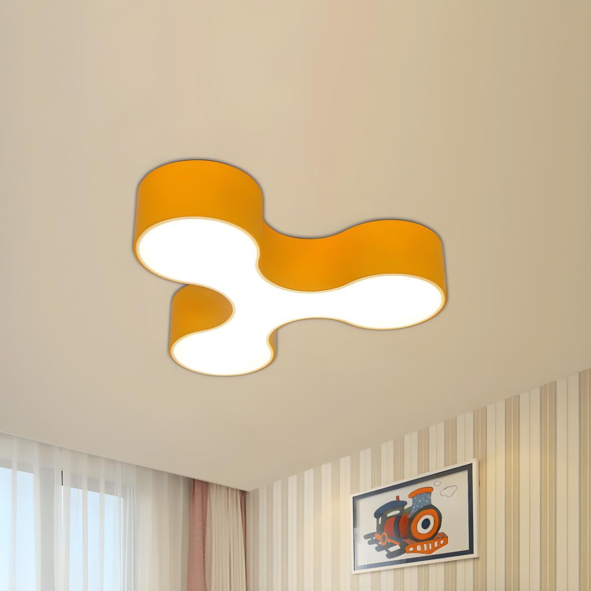 Creative Blue Letter Y-Shaped LED Flush Mount Light Image - 6